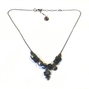 Sterling Silver & Labradorite Beaded Chain Necklace 20" Long